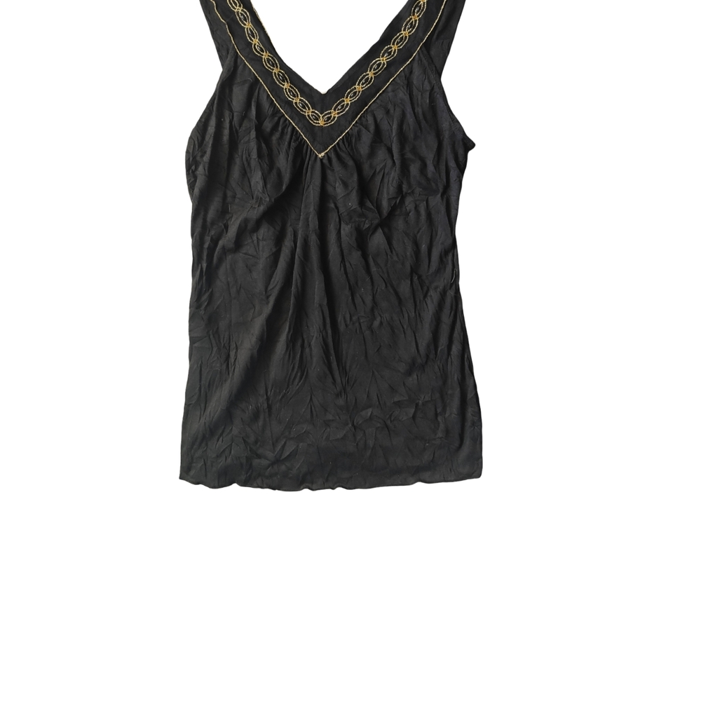 Chic Black Camisole with Gold Detailing